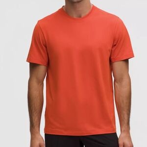 New Lululemon Men's Zeroed In Short Sleeve Shirt Orange Size XXL Cotton Jersey